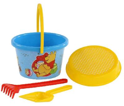 Набор песочный Disney «Винни и его друзья» №6: ведро среднее с наклейкой, ситечко, лопатка, грабельк от интернет-магазина Континент игрушек
