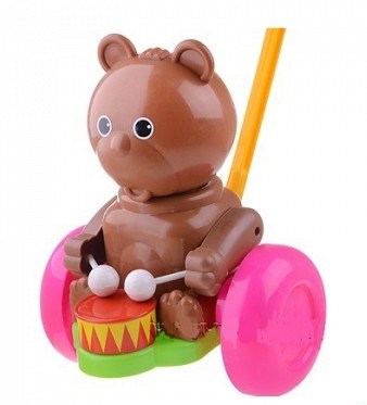 Каталка на палке Мишка - барабанщик  15х23х17,5 см.