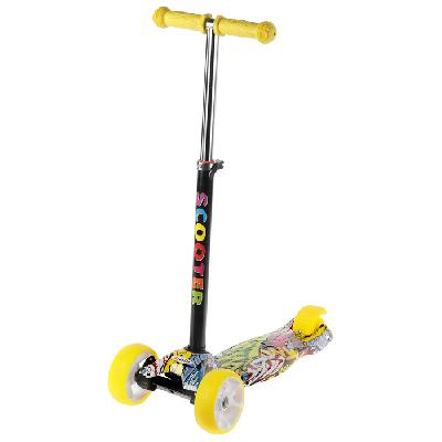 Самокат стальной, колеса световые, цвет желтый от интернет-магазина Континент игрушек