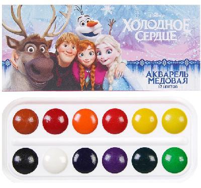 Акварель медовая 12 цветов Холодное сердце от интернет-магазина Континент игрушек