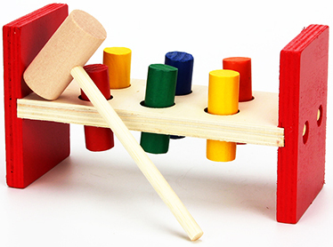 Игрушка-стучалка с колышками и молотком, дерево, 17,5х10х7см