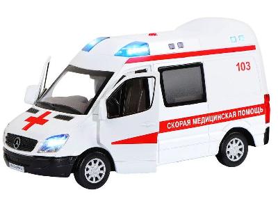 Машина "Mercedes Sprinter. Скорая помощь" 1:32 свет, звук 5354104 от интернет-магазина Континент игрушек