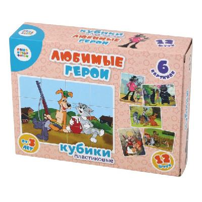 Кубики Союзмультфильм 12шт "Любимые герои" (без обклейки) от интернет-магазина Континент игрушек