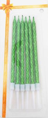 Свечи в торт "Металлик" , 14см, 6шт с подставкой, зелёные 3006918 от интернет-магазина Континент игрушек