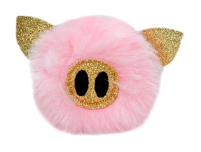 Свинка пушистая на брелке, 10 см. в диаметре