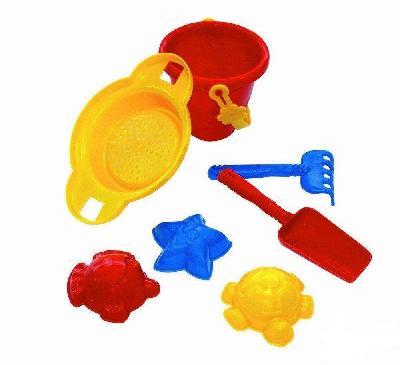 Набор для песка N11 (Ведро Морское малое 111,грабли 003,совочек 004,3 формочки 029,сито малое185/1)  от интернет-магазина Континент игрушек