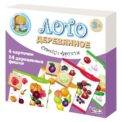Лото деревянное. Учись играя. Овощи и фрукты от интернет-магазина Континент игрушек