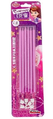 Сияющие свечи в торт "С Днем Рождения", София Прекрасная,  (набор 6 шт), 14 х 0,6 см   2725326 от интернет-магазина Континент игрушек