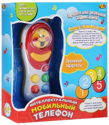 Телефон мобильный эл/мех, звуковые и световые эффекты, пластмасса, в коробке, 19х16х5,5см