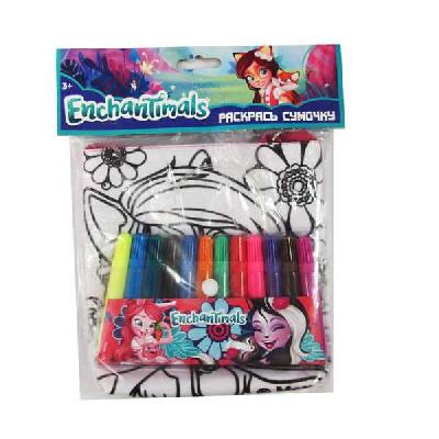 Набор для творчества. Раскрась сумку "Enchantimals", 18*21*2 см + 12 фломастеров от интернет-магазина Континент игрушек