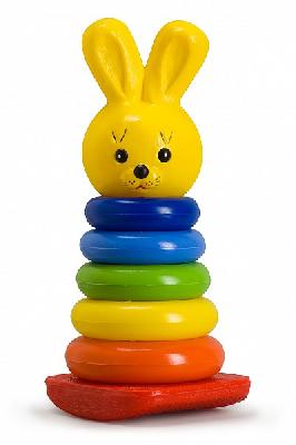 Пирамида-качалка Зайчик, 8 деталей, 31 см 9233 (Росигрушка) 9233
