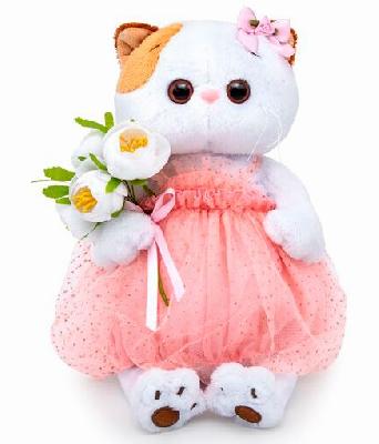 Мягкая игрушка кошечка Ли-Ли с белым букетом 24 см от интернет-магазина Континент игрушек