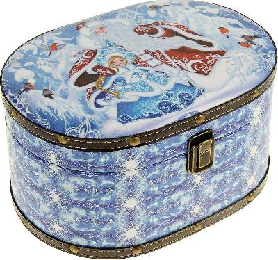 Шкатулка "Дед Мороз со Снегурочкой в зимнем лесу"