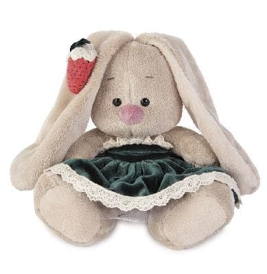 Зайка Ми в бархатном платье и клубничкой на ушке(малыш) от интернет-магазина Континент игрушек