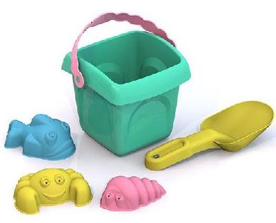 Игровой набор для песочницы №4 – Лето: ведро большое, совок большой и 3 формочки от интернет-магазина Континент игрушек