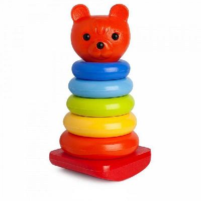 Пирамида-качалка Медвежонок, 8 деталей, 26 см  9237 Росигрушка