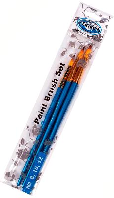 Кисти набор 3 штуки № 8,10,12, высококачественный нейлон, конус от интернет-магазина Континент игрушек