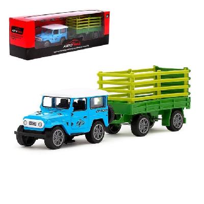 Машина металлическая "Джип", с прицепом, инерционная, МИКС от интернет-магазина Континент игрушек