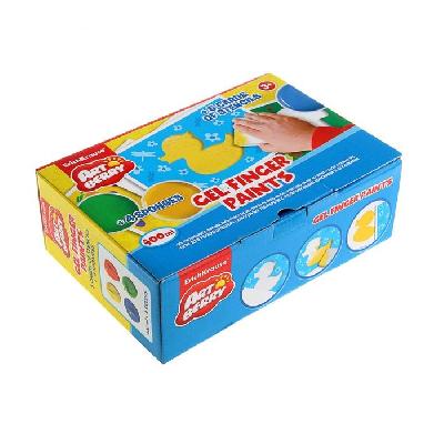 Краски пальчиковые 4 банки по 100гр +5 трафаретов + 4 спонжа  от интернет-магазина Континент игрушек