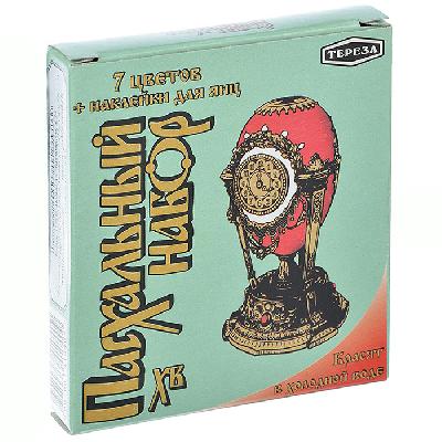 Пасхальный набор 7+ 7 цветов по 3г каждый, краситель пищевой, 6 пасхальных наклеек для яиц от интернет-магазина Континент игрушек