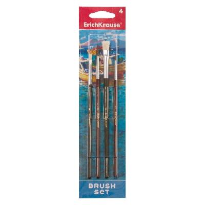 Кисти для акварели и гуаши/пони+щетина ErichKrause, 4 шт./блистер от интернет-магазина Континент игрушек