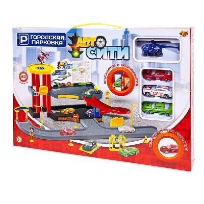 Парковка "АвтоСити", 2-х уровневая, 43 детали, в коробке, 45x6,5x31 см от интернет-магазина Континент игрушек