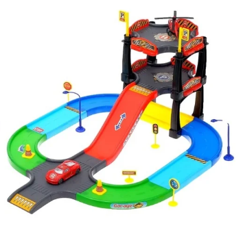 Гараж трасса "Крутой вираж", с 1 металлической машиной и 1 вертолетом   4439159 от интернет-магазина Континент игрушек