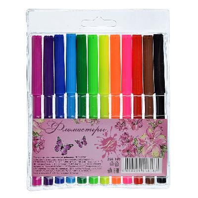 Волшебный полет Фломастеры, 12 цветов, с цветным вентилируемым колпачком, в ПВХ пенале с подвесом от интернет-магазина Континент игрушек