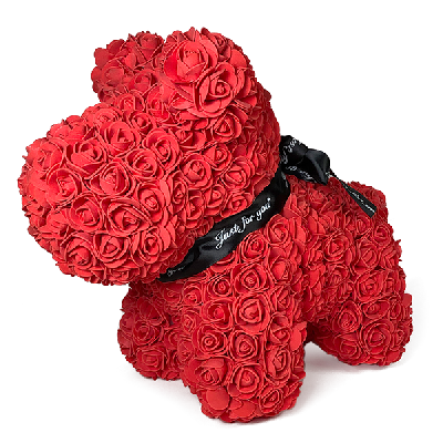 Собачка из роз 30 см