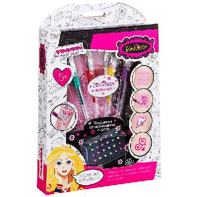 Набор детской декор. косметики Bondibon Eva Moda для боди-арта, BOX 17х21,5х3 см;  глиттер-карандаши от интернет-магазина Континент игрушек