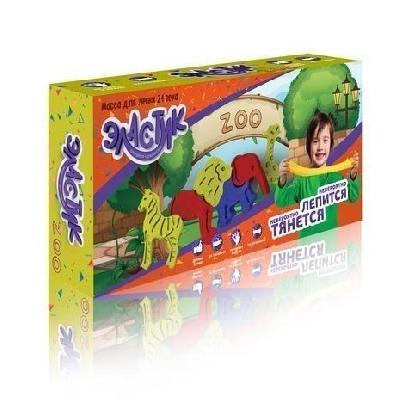 Пластилин ТМ "Эластик "Zoo", желтый, синий, красный, формочки, книжка, 420 г. от интернет-магазина Континент игрушек