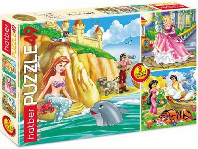 ПАЗЛЫ 49 элементов А5ф 190х190мм "3 картинки в 1 коробке" Сказки для девочек от интернет-магазина Континент игрушек