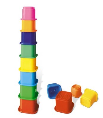 Пирамидка занимательная - 2, квадратные стаканчики, 8 штук