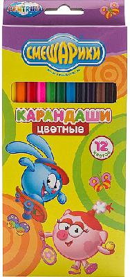 Карандаши цветные 12 цветов СМЕШАРИКИ, в картонной упаковке от интернет-магазина Континент игрушек