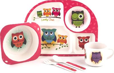 Набор детской посуды NOBVAN «Милые совята», гипоаллергенная, 5 предметов, N5P038U3