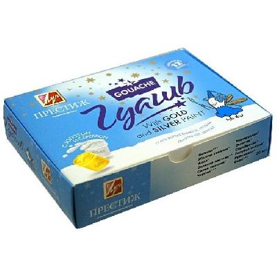 Гуашь "Престиж" с золотом и серебром  12 цветов по 20 мл от интернет-магазина Континент игрушек