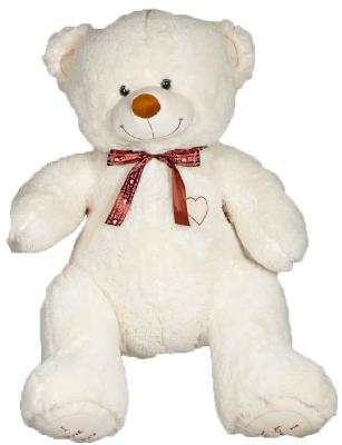 Медведь бежевый с бантом 80см