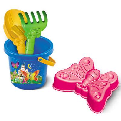 Набор для песка №84 (Формочка Бабочка, ведерко, грабельки и совочек с печатью) 11х13х10 см. от интернет-магазина Континент игрушек