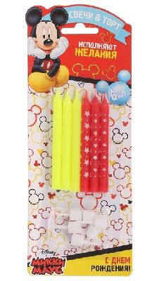 Свечи в торт "С Днем Рождения", Микки Маус, (набор 6 шт), 14,5 х 0,7 см   1687983 от интернет-магазина Континент игрушек