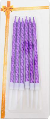 Свечи в торт "Металлик" , 14см, 6шт с подставкой, фиолетовые 3006917 от интернет-магазина Континент игрушек