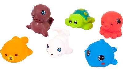 Веселое купание. Набор резиновых морских обитателей для ванной, 6 предметов, в сетке