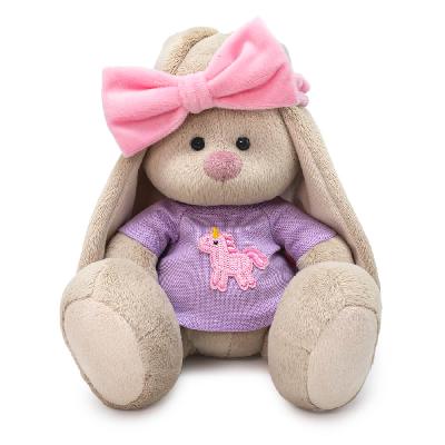 Зайка Ми в повязке и футболке с аппликацией единорог (малый) мягкая игрушка от интернет-магазина Континент игрушек