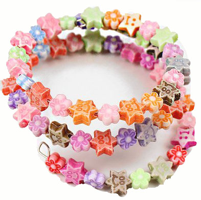 Браслет-пружинка детский "Выбражулька" звезды с цветами, 3 ряда, в ассортименте от интернет-магазина Континент игрушек