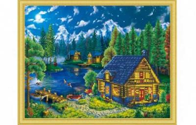 Мозаика алмазная (блестящая) 40х50 см ЛУННАЯ НОЧЬ, с подр., с част. заполн.(23 цв.) от интернет-магазина Континент игрушек