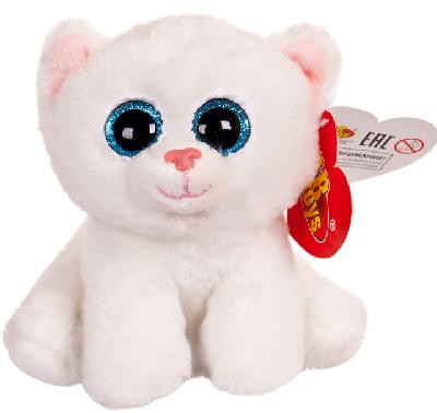 Котенок белый с голубыми глазками, 15 см