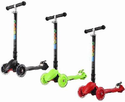 Самокат трехколесный, ручка складная регулируется по высоте, алюминиевый, до 50кг, 67х27х64см, 3 цве от интернет-магазина Континент игрушек