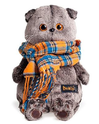 Кот Басик и шарф в клеточку 19 см мягкая игрушка от интернет-магазина Континент игрушек