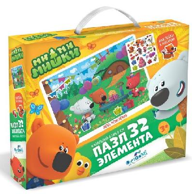 Пазл 32 Напольный. МиМиМишки. День рождения Лисички+ наклейки от интернет-магазина Континент игрушек