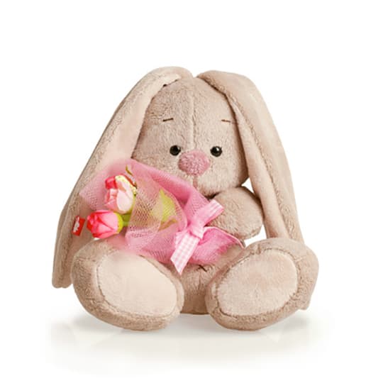 Зайка Ми с розовым букетом 15 см от интернет-магазина Континент игрушек