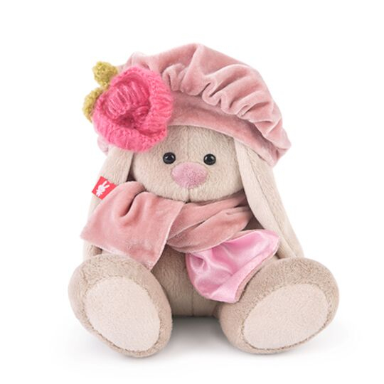 Зайка Ми в берете с вязаным цветком 15 см от интернет-магазина Континент игрушек